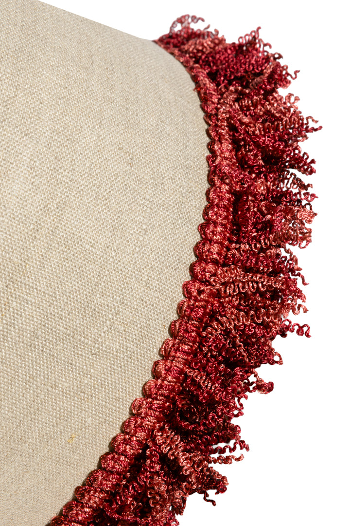 Lampskärm Cylinder D21,5 lin frans vinröd