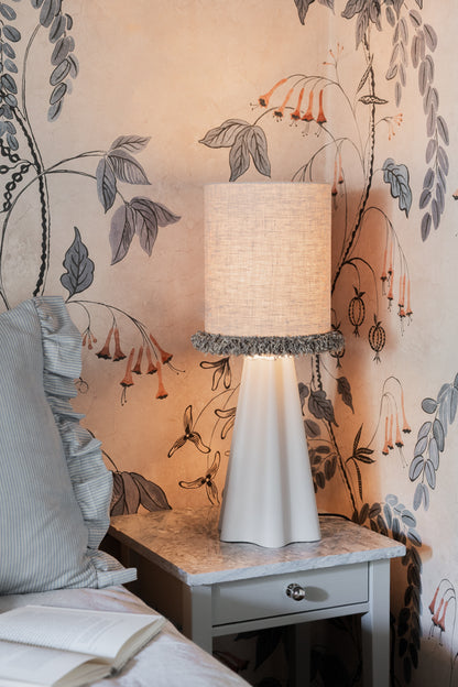 Lampskärm Cylinder D21,5 lin frans natur