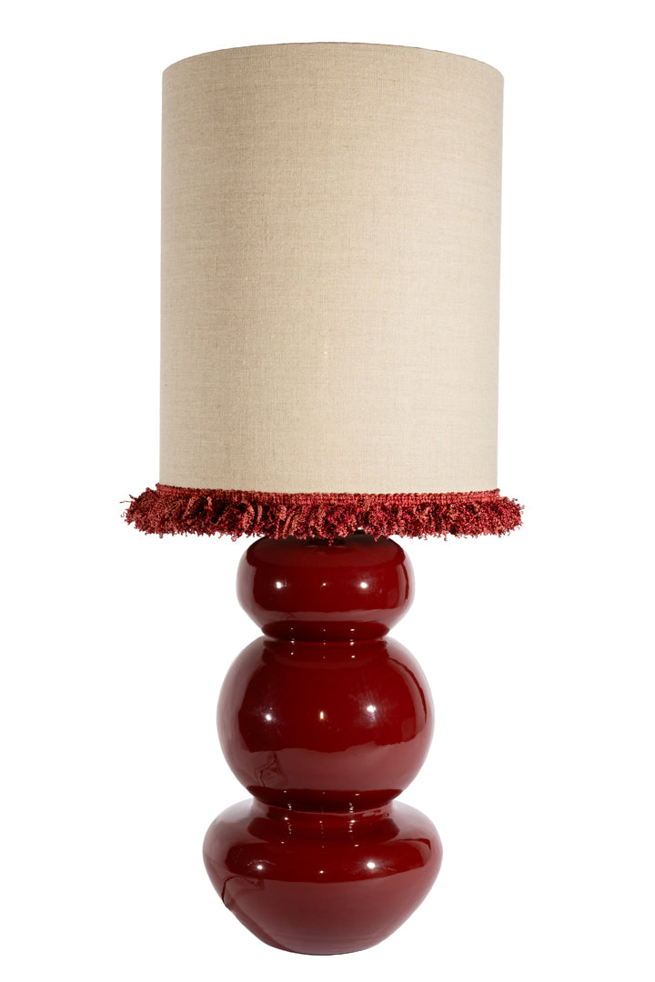 Lampskärm Cylinder D29 lin frans vinröd