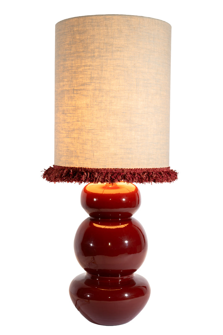 Lampskärm Cylinder D29 lin frans vinröd