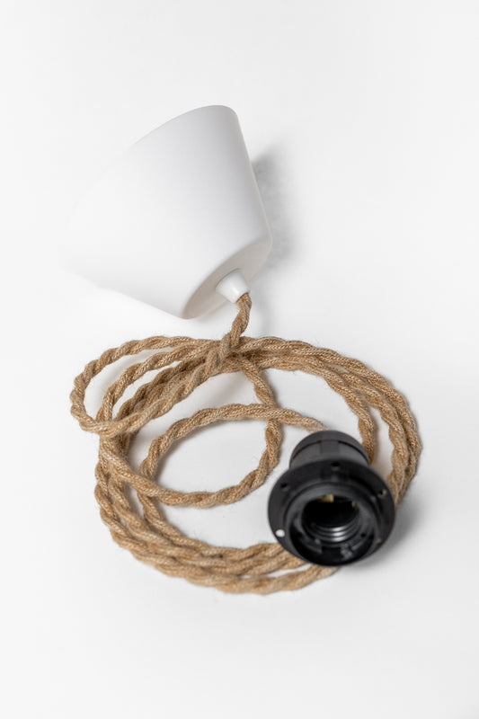 Takupphäng 2m svart E27 tvinnad linne natur