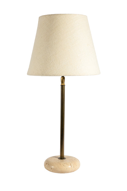 Eris Lampfot- travertin antikmässing