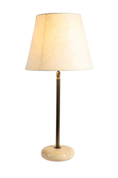 Eris Lampfot- travertin antikmässing