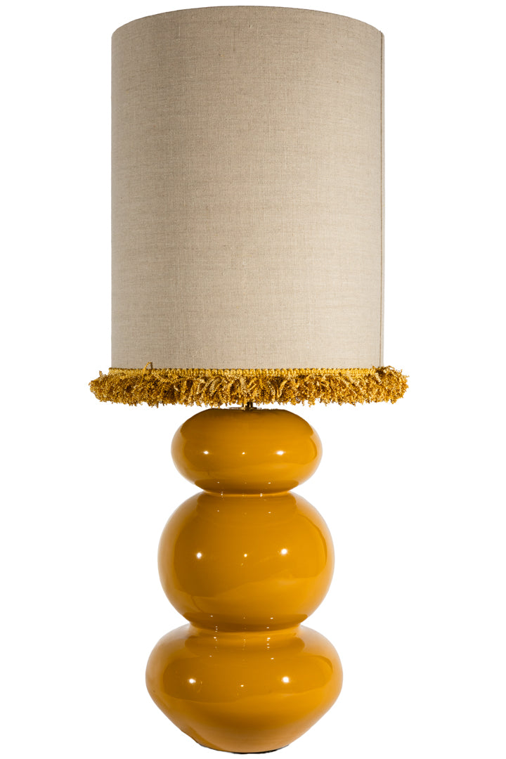 Lampskärm Cylinder D29 lin frans senapsgul