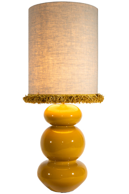 Lampskärm Cylinder D21,5 lin frans senapsgul