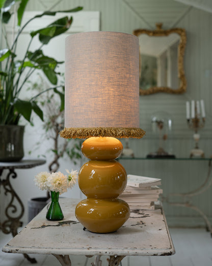 Lampskärm Cylinder D29 lin frans senapsgul