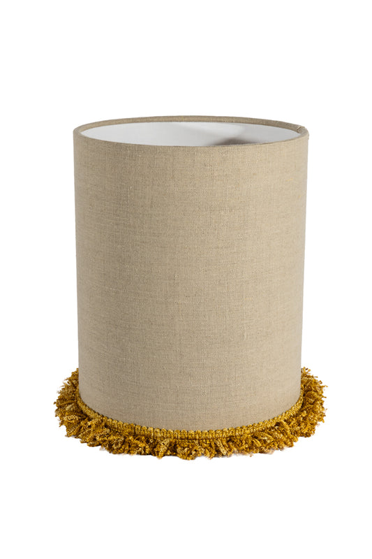 Lampskärm Cylinder D21,5 lin frans senapsgul