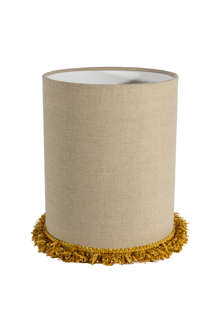 Lampskärm Cylinder D29 lin frans senapsgul