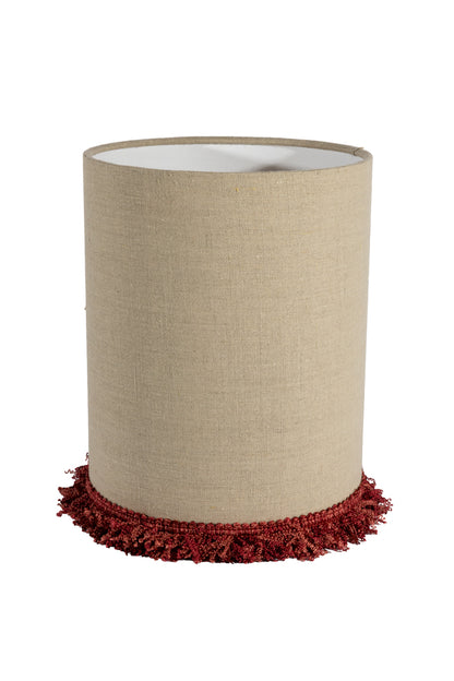 Lampskärm Cylinder D29 lin frans vinröd