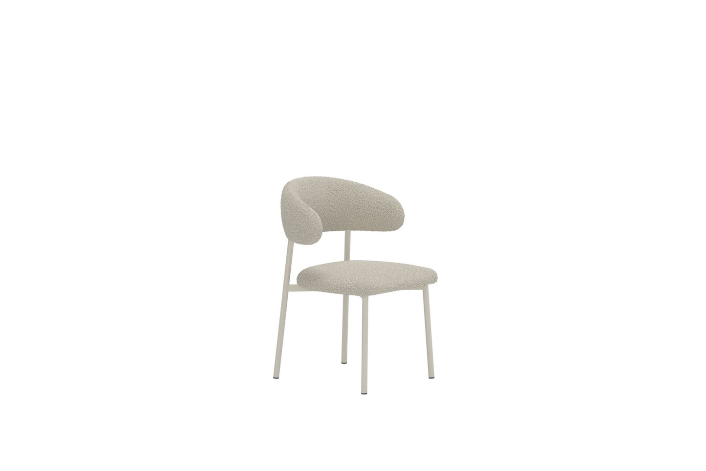 Vind Lillholmen Dining Chair 2-Pack - Beige Steel Frame / Beige Boucle fabric